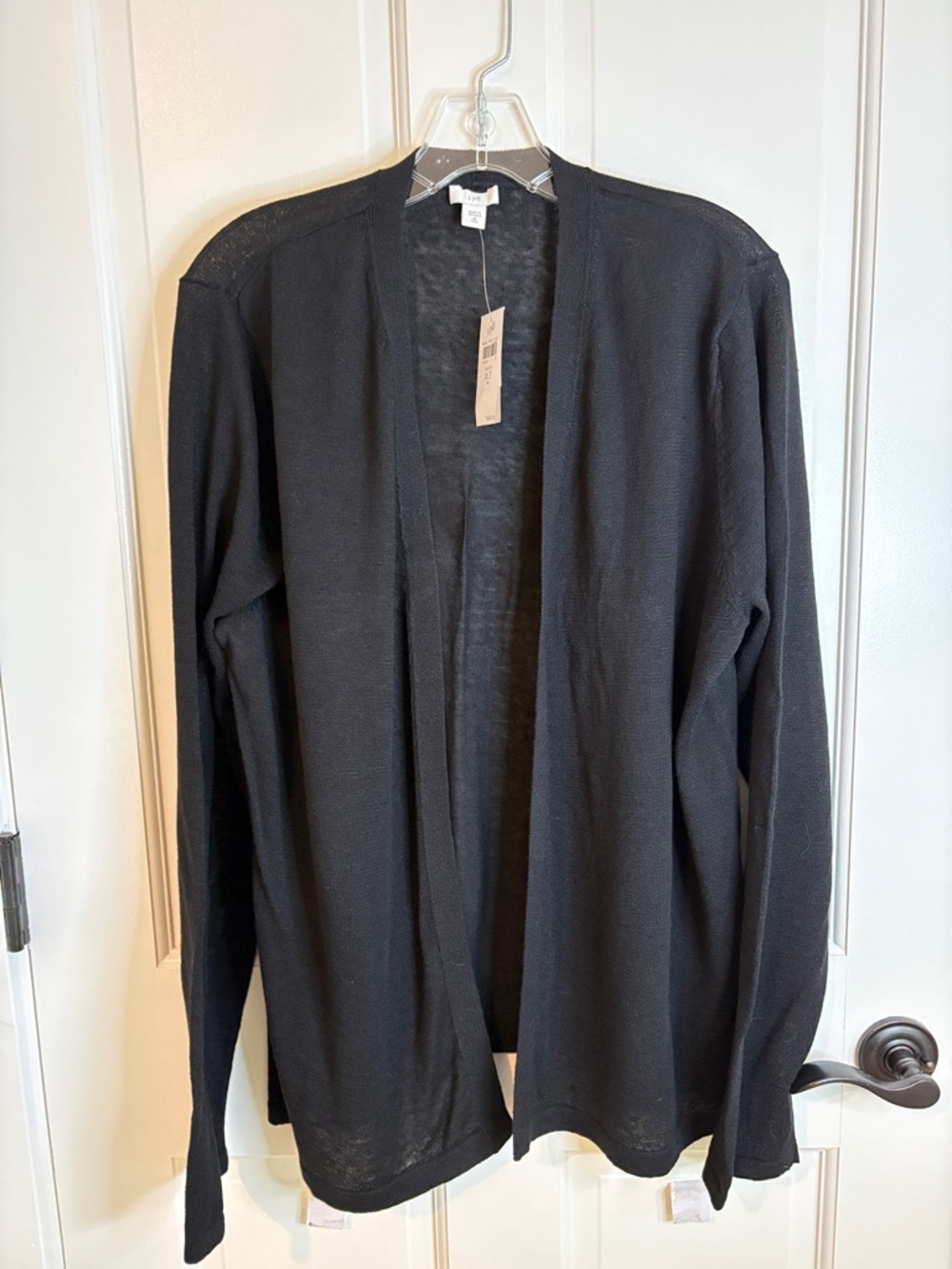 J. Jill NWT Size  XL Tall Black Linen Blend Open-Front Cardigan Sweater